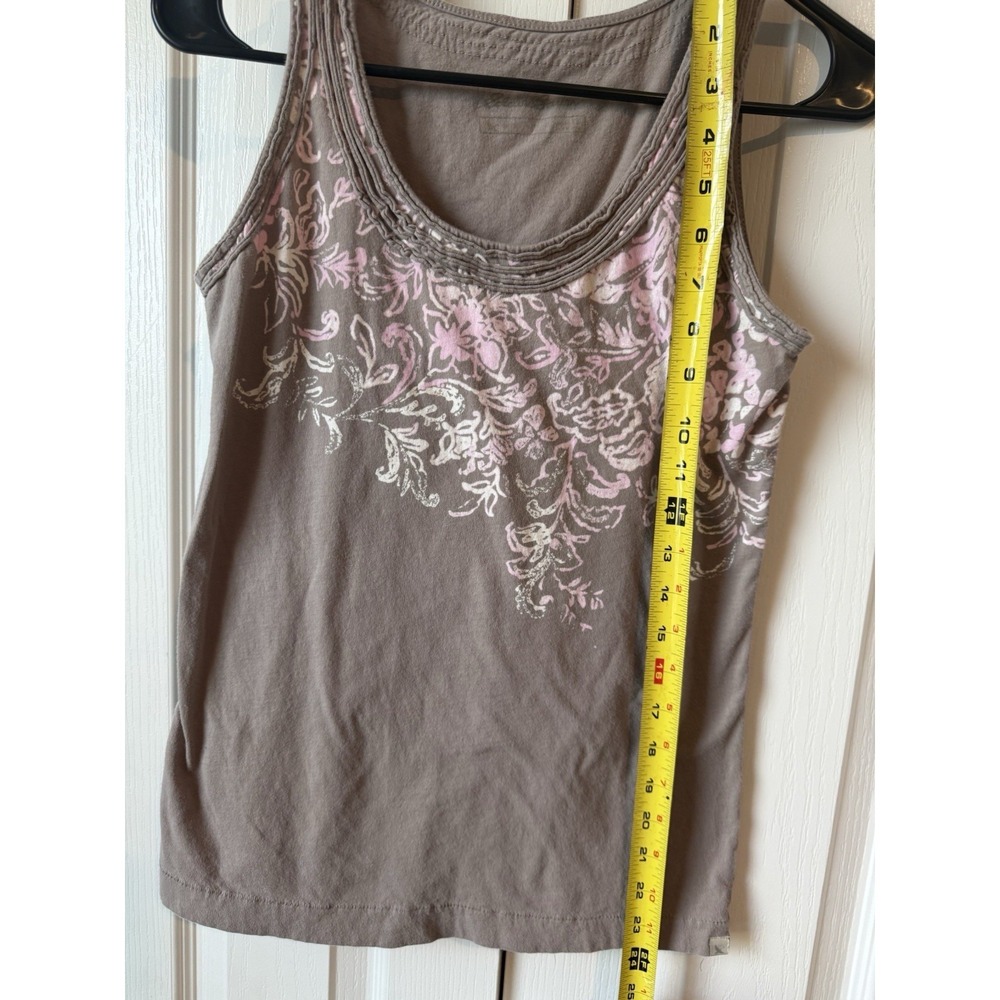 Eddie Bauer Women's Floral Tank Top – Size Small – Brown & Pink Embroidered Trim - Picture 4 of 4